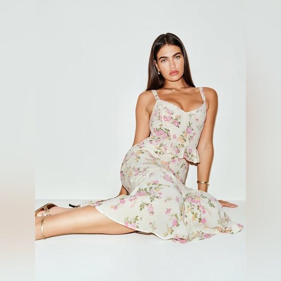 Reformation Floral Midi Dress - White and Pink - Picture 2 of 16